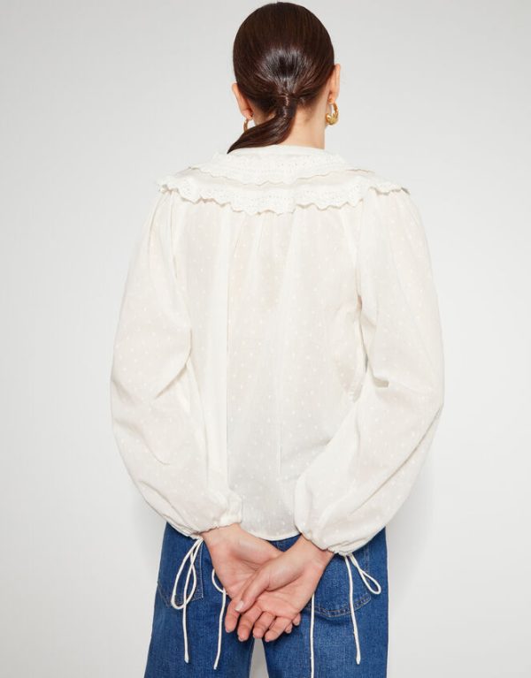 Monsoon Nyla Scallop Lace Blouse Ivory - Image 3