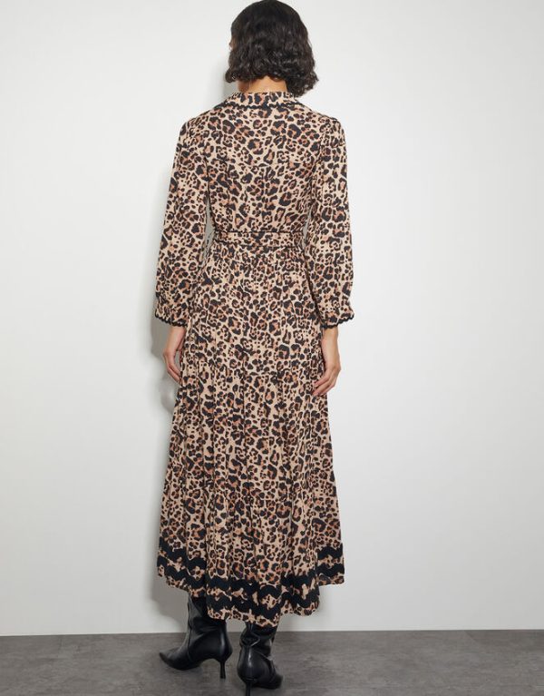 Monsoon Lola Leopard Print Maxi Dress Brown - Image 3