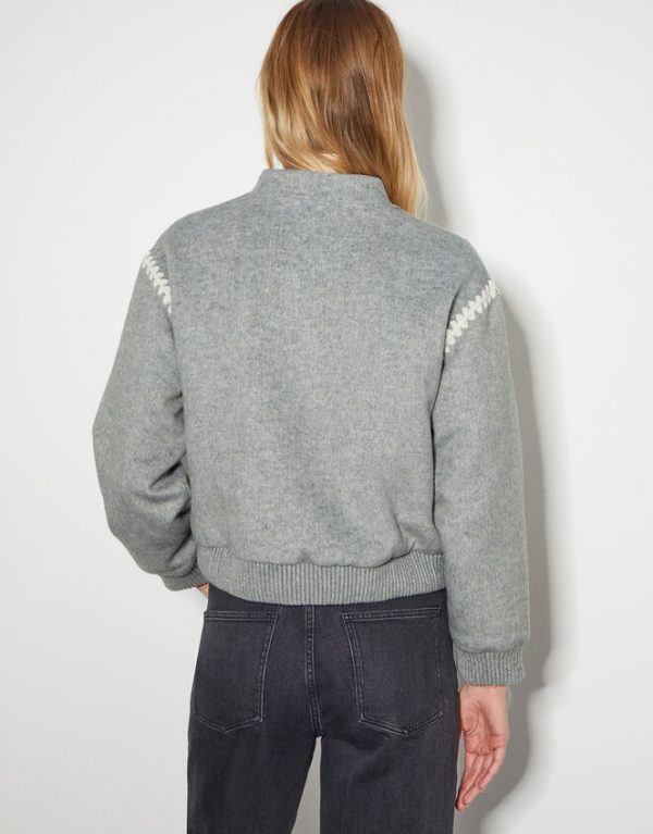 Monsoon Elodie Stitch Bomber Jacket Grey - Image 3