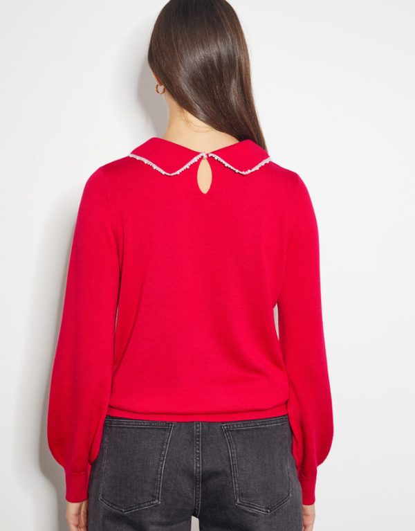 Monsoon Clara Collar Jumper Red - Image 3