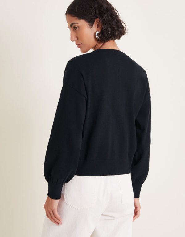 Monsoon Nora Knit Bomber Jacket Black - Image 3