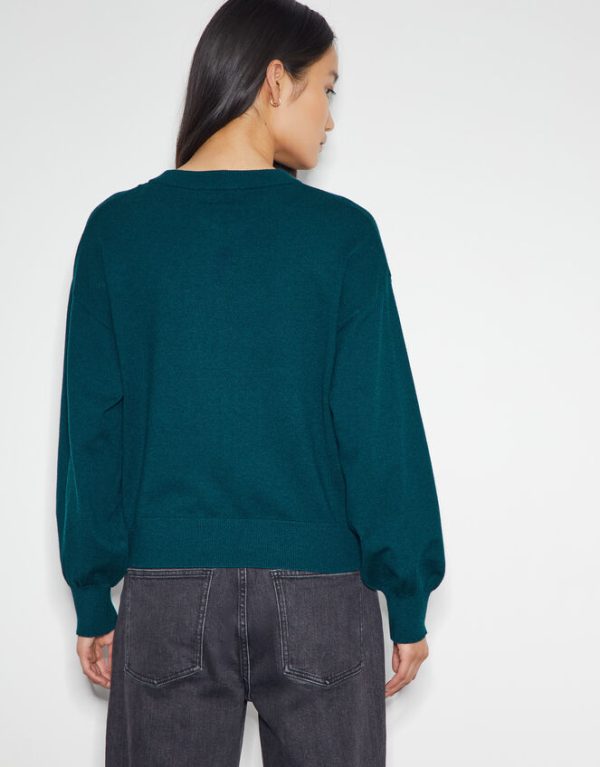 Monsoon Nora Knit Bomber Jacket Teal - Image 3