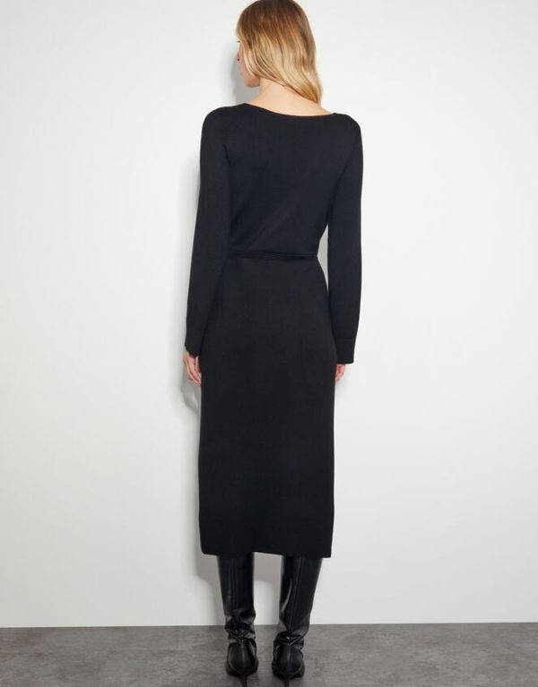 Monsoon Ciara Button Midi Jumper Dress Black - Image 3