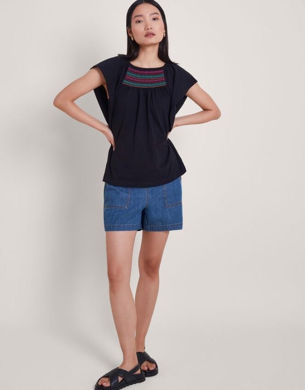 Monsoon Cleo Stitch Top Black - Image 2