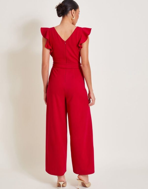 Monsoon Riri Ruffle Jumpsuit Red - Image 3