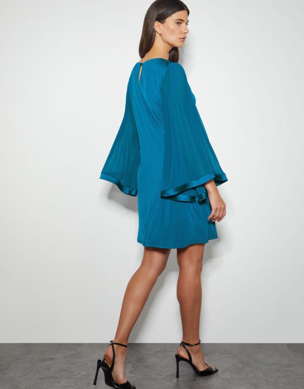 Monsoon Win Jersey Cape Sleeve Tunic Dress Teal - Image 3