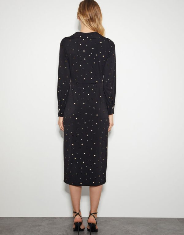 Monsoon Delilah Foil Jersey Dress Black - Image 3