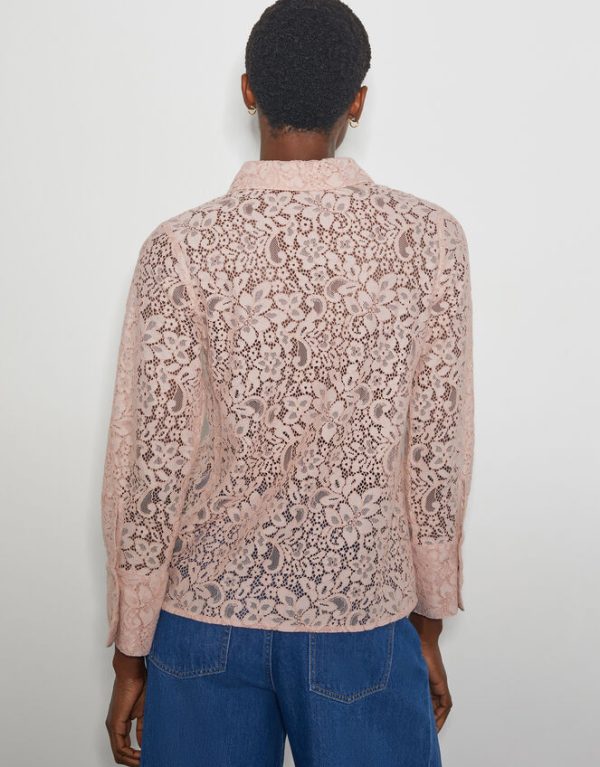 Monsoon Lia Floral Lace Shirt Pink - Image 3