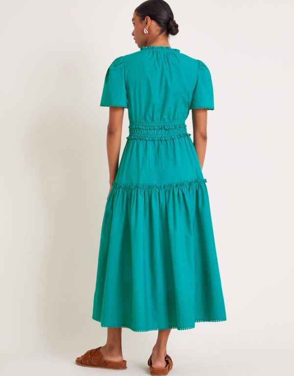 Monsoon Lorena Frill Midi Dress Teal - Image 3