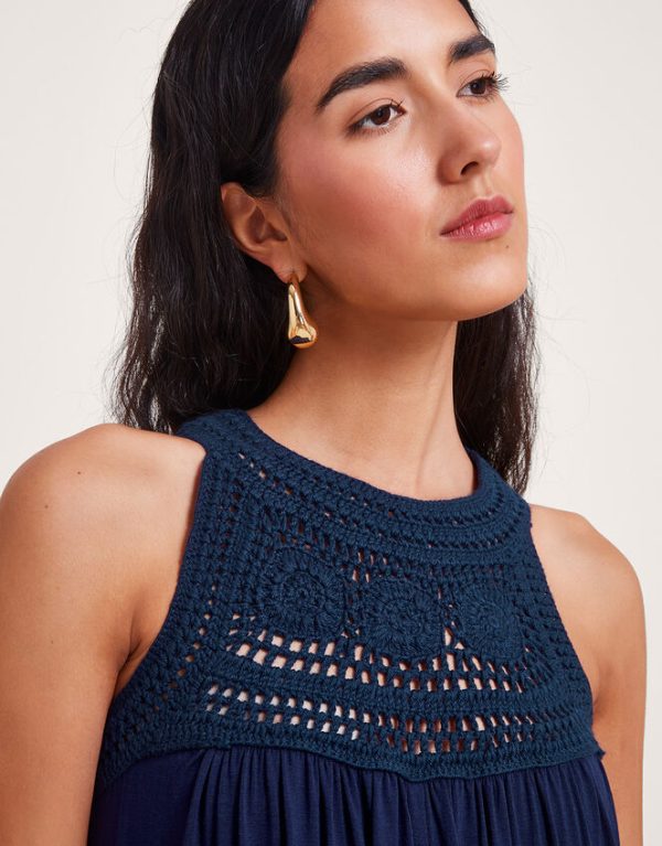 Monsoon Darcy Crochet Dress Blue - Image 2