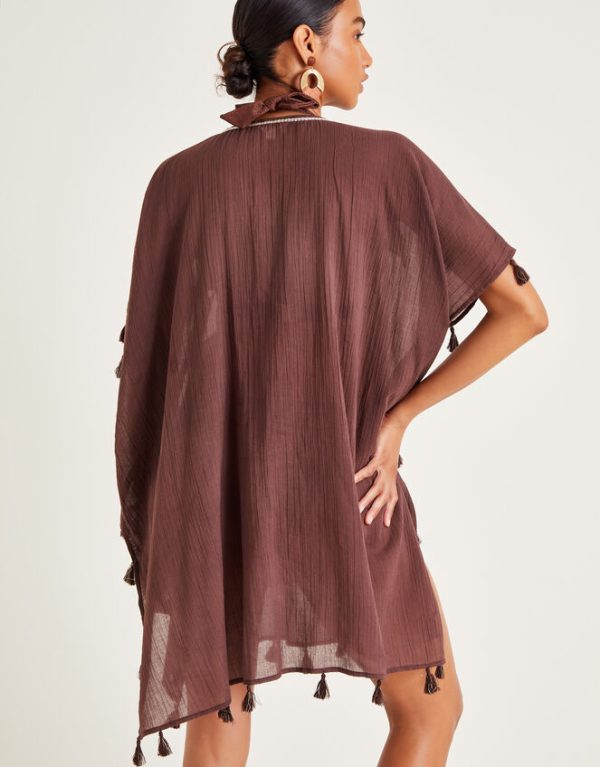 Monsoon Patti Embroidered Kaftan Brown - Image 4