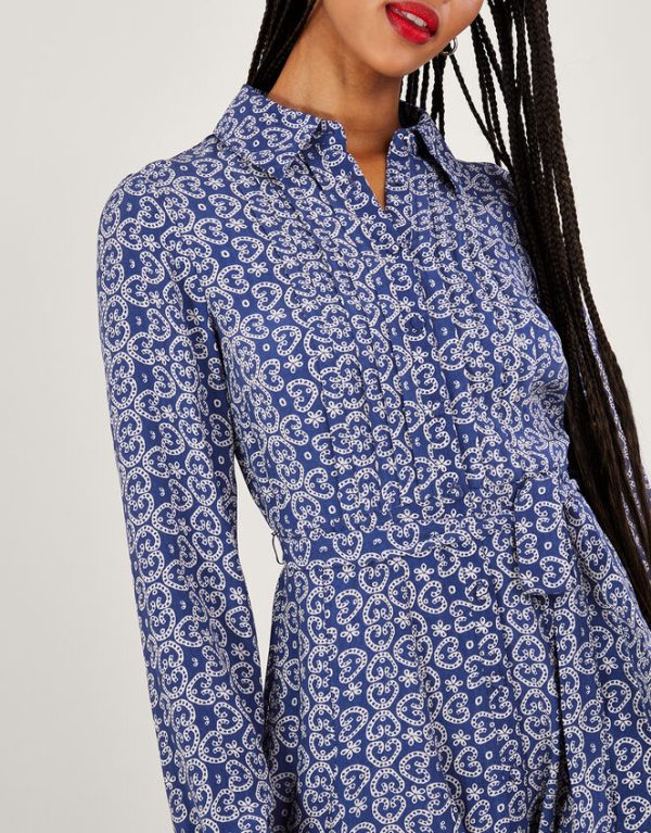 Monsoon Josephina Print Shirt Dress Blue - Image 2