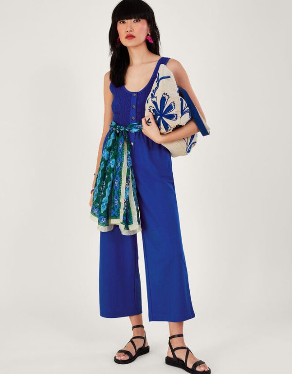 Monsoon Shirred JumpsuitBlue - Image 2