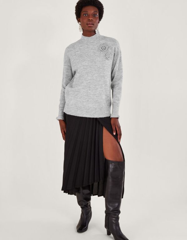 Monsoon Char Corsage Jumper Grey - Image 2