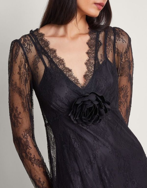 Monsoon Blakely Lace Corsage Dress Black - Image 2