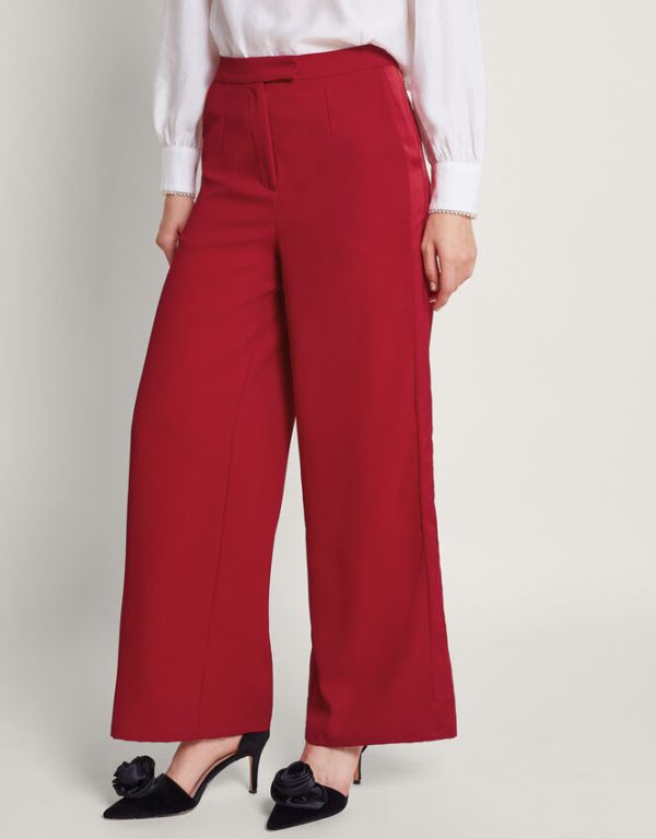 Monsoon Raya Wide Leg Trousers Red - Image 3