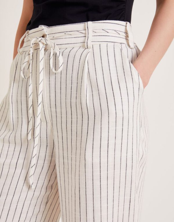 Monsoon Sara Stripe Trousers Ivory - Image 5