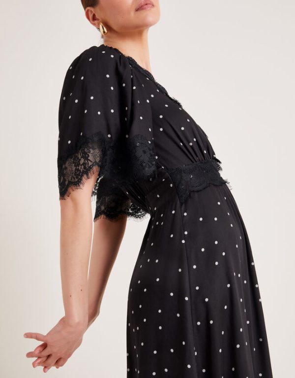 Monsoon Clea Spot Dress Black - Image 4