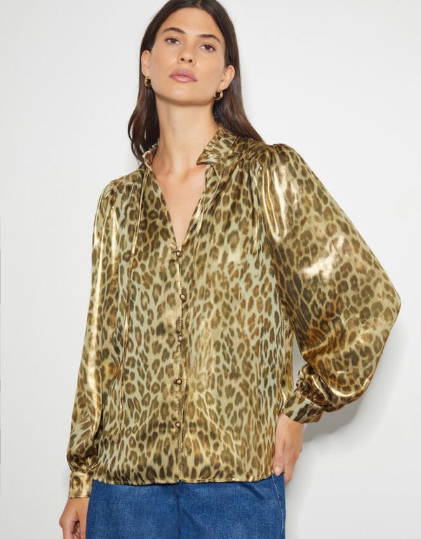 Monsoon Lena Leopard Print Blouse Gold - Image 4