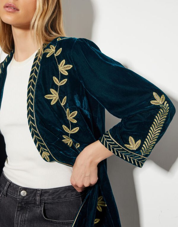 Monsoon Fiona Embroidered Velvet Jacket - Image 4