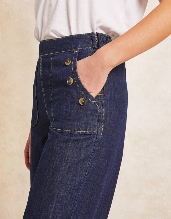 Monsoon Harper Regular Crop Wide Leg Jeans Blue - Image 4