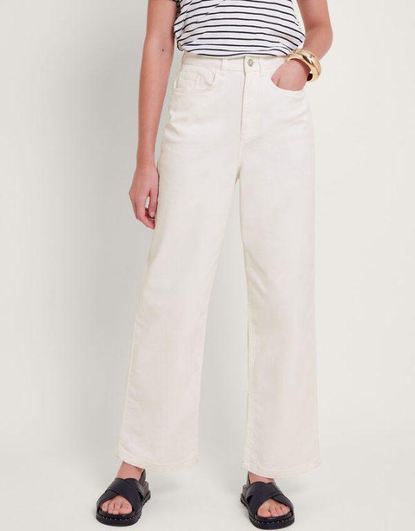 Monsoon Ruby Wide Leg Jeans Natural - Image 3