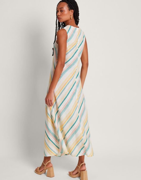 Monsoon Aubree Stripe Dress Green - Image 3