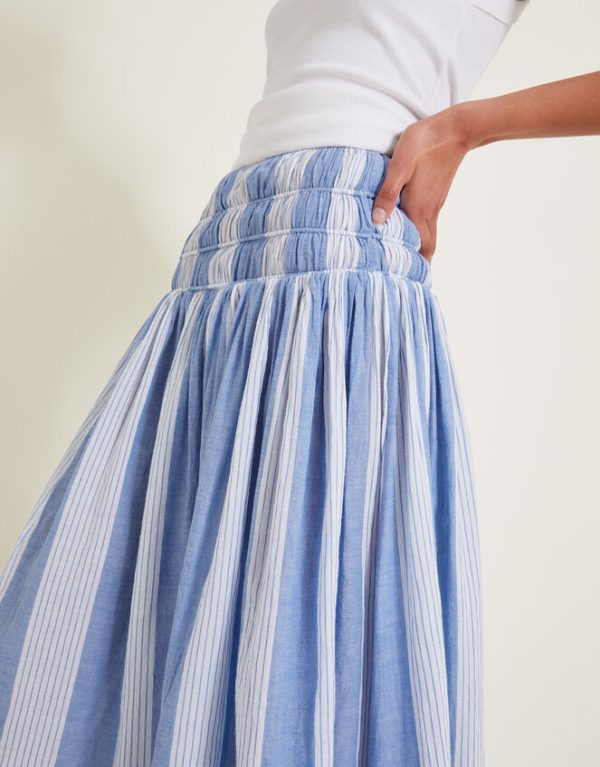 Monsoon Celia Stripe Skirt Blue - Image 5