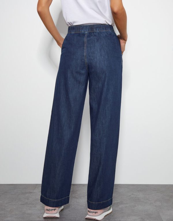 Monsoon Harper Short High Waist Wide Leg Jeans Blue - Image 4