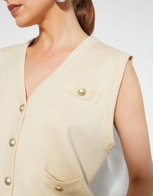 Monsoon Sky Sleeveless Cardigan Ivory - Image 4