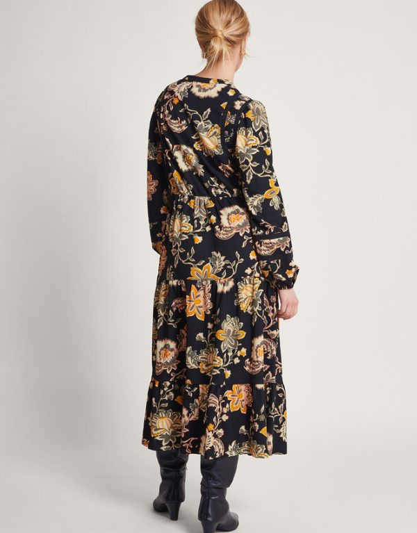 Monsoon Juliet Floral Midi Shirt Dress Black - Image 3