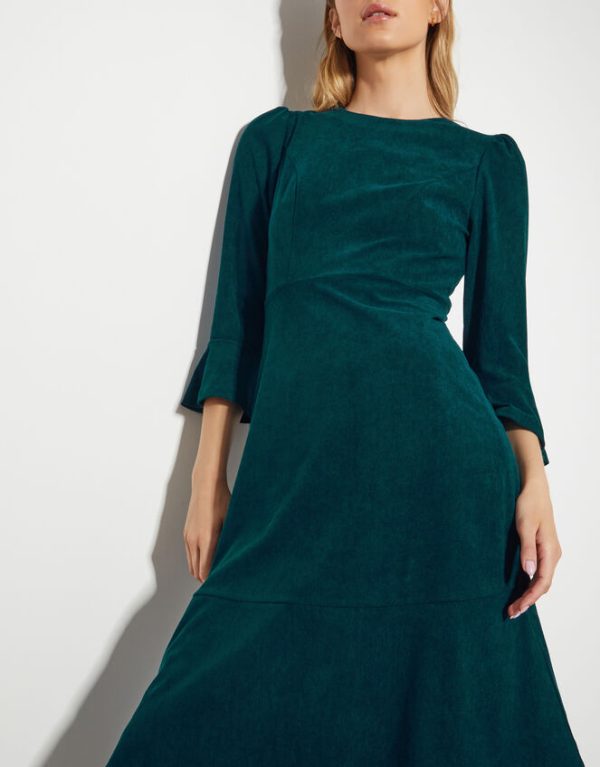 Monsoon Sally Stretch Corduroy Dress Teal - Image 4