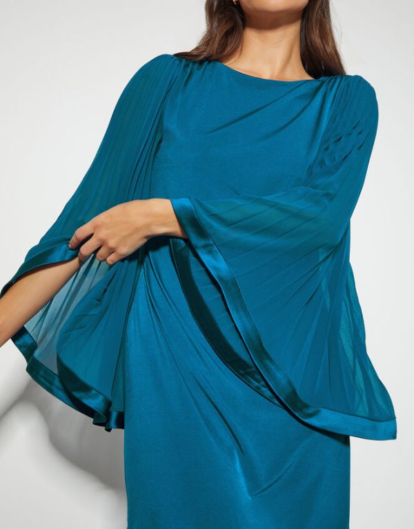 Monsoon Win Jersey Cape Sleeve Tunic Dress Teal - Image 4