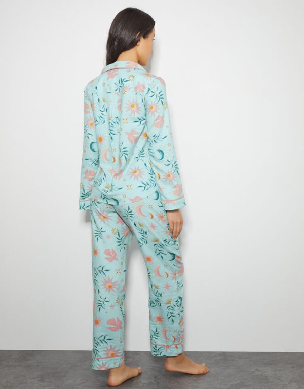 Monsoon Celeste Celestial Print Pyjama Set Teal - Image 4