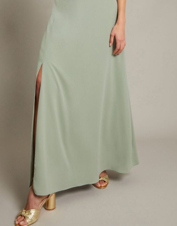 Monsoon Monika Halter Chiffon Maxi Dress Green - Image 4