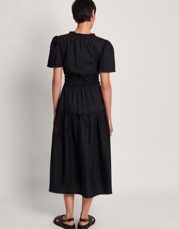 Monsoon Lorena Frill Midi Dress Black - Image 3