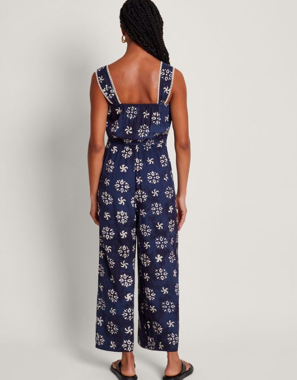 Monsoon Loreta Batik Print Jumpsuit Blue - Image 3