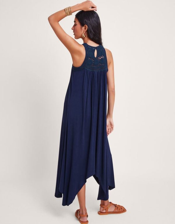 Monsoon Darcy Crochet Dress Blue - Image 3