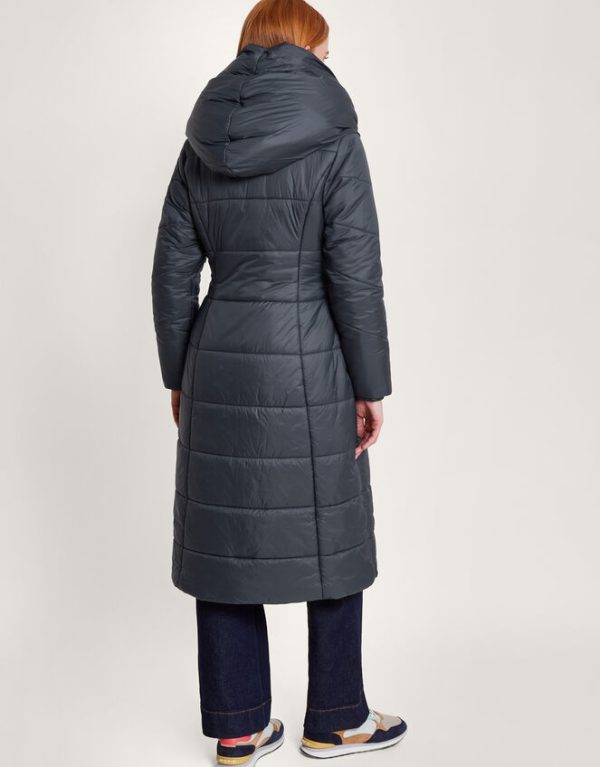 Monsoon Sorena Belted Padded Midi Coat in Recycled PolyesterBlue - Image 3