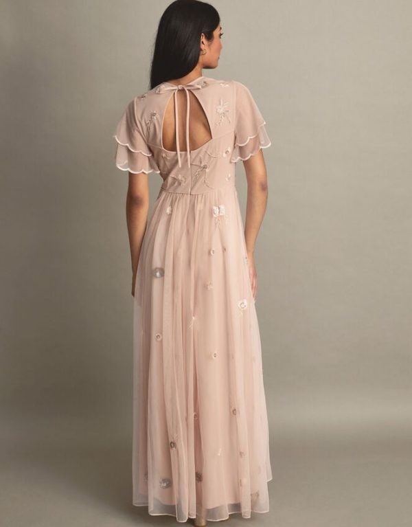 Monsoon Catherine Embellished Maxi Dress Pink - Image 3