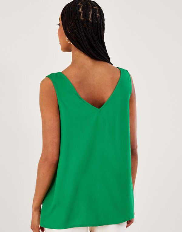 Monsoon Embroidered Wide Strap Vest Top Green - Image 3