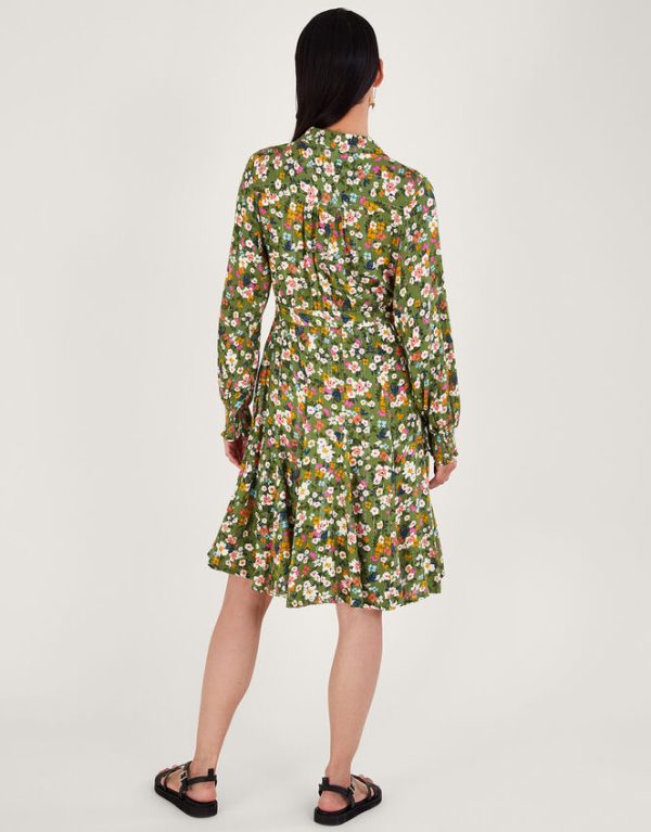 Monsoon Ditsy Floral Dress Green - Image 4