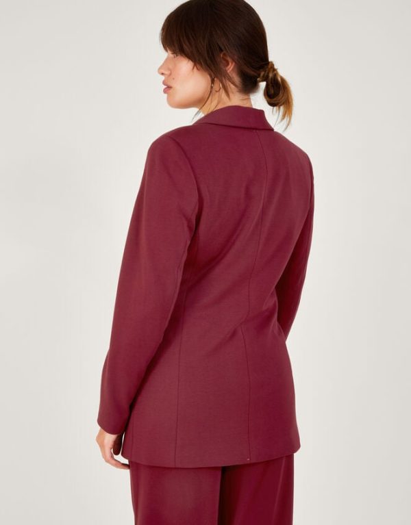 Monsoon Paige Single-Breasted Ponte Blazer Red - Image 3