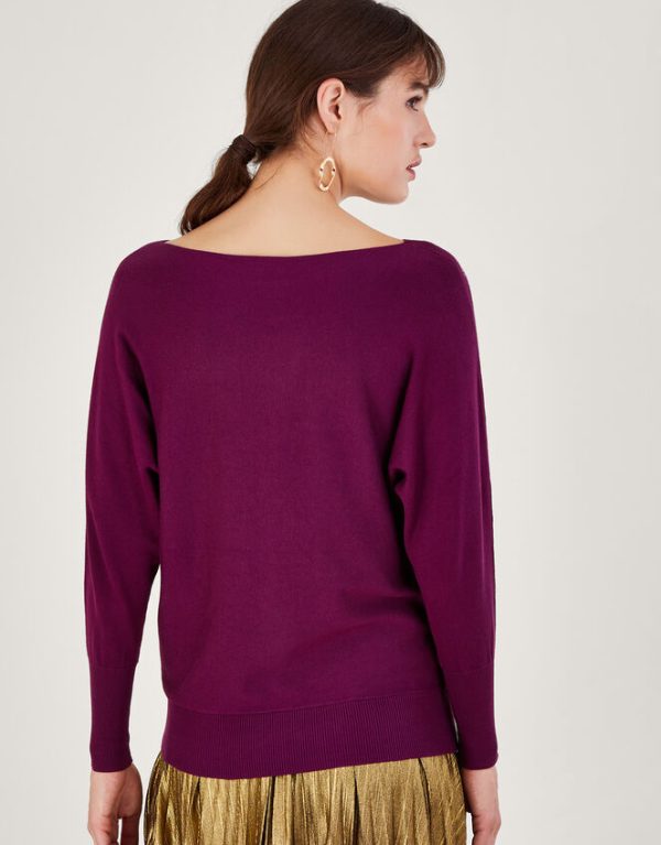 Monsoon Fawn Feather Jumper Purple - Image 3