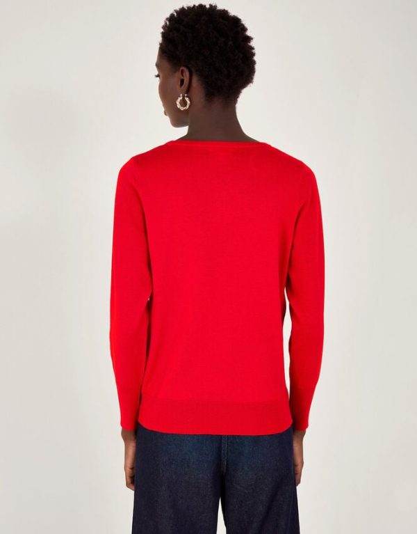 Monsoon Di Double Bow Jumper Red - Image 4