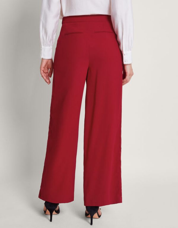 Monsoon Raya Wide Leg Trousers Red - Image 4