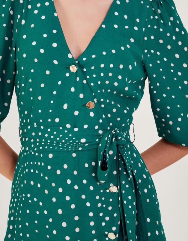 Monsoon Emer Spot Dress Green - Image 5