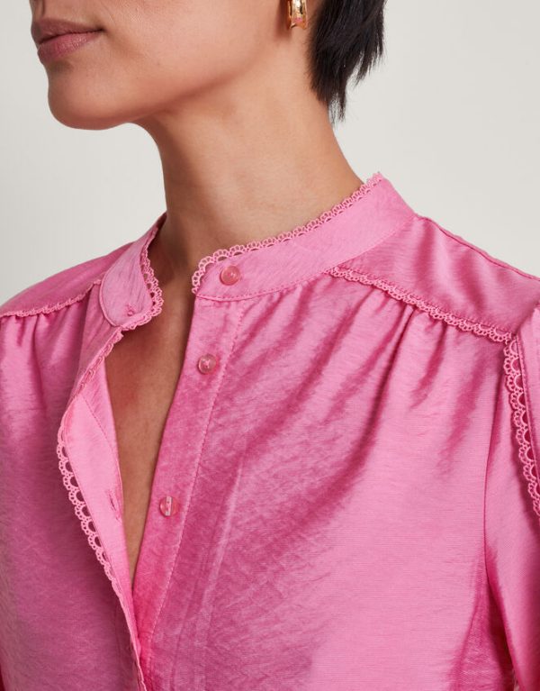 Monsoon Pippa Plain Blouse Pink - Image 4