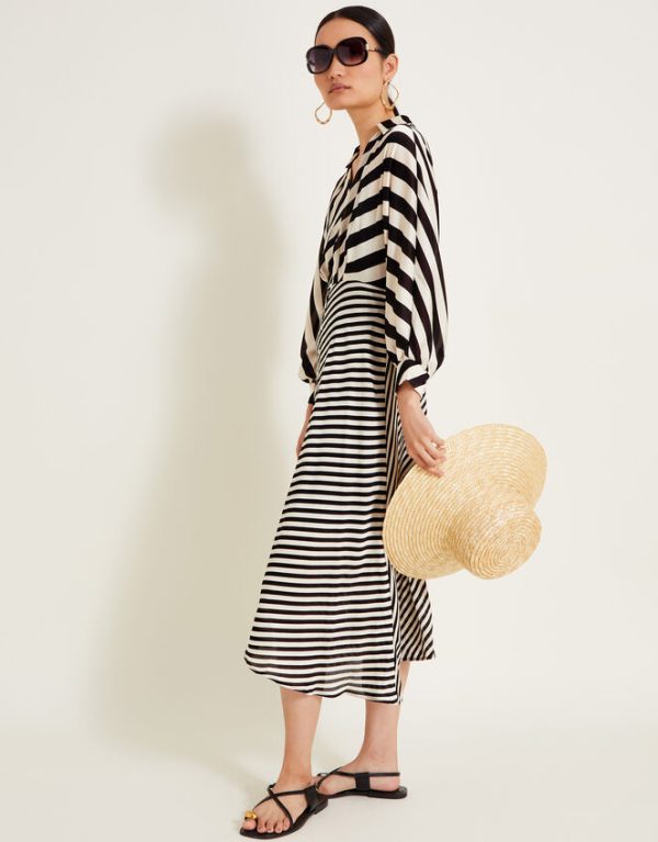 Monsoon Sofia Stripe Dress Black - Image 6