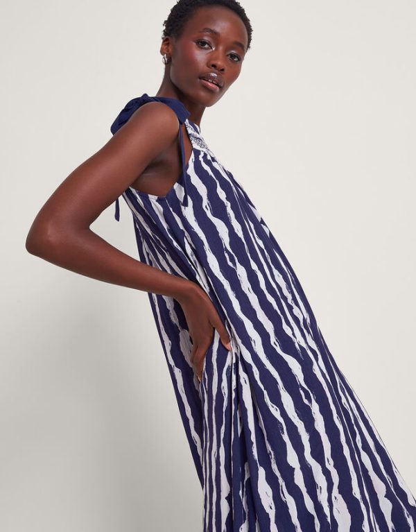 Monsoon Caity Stripe Dress Blue - Image 4